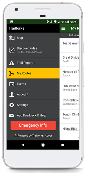 Trailforks App My Routes